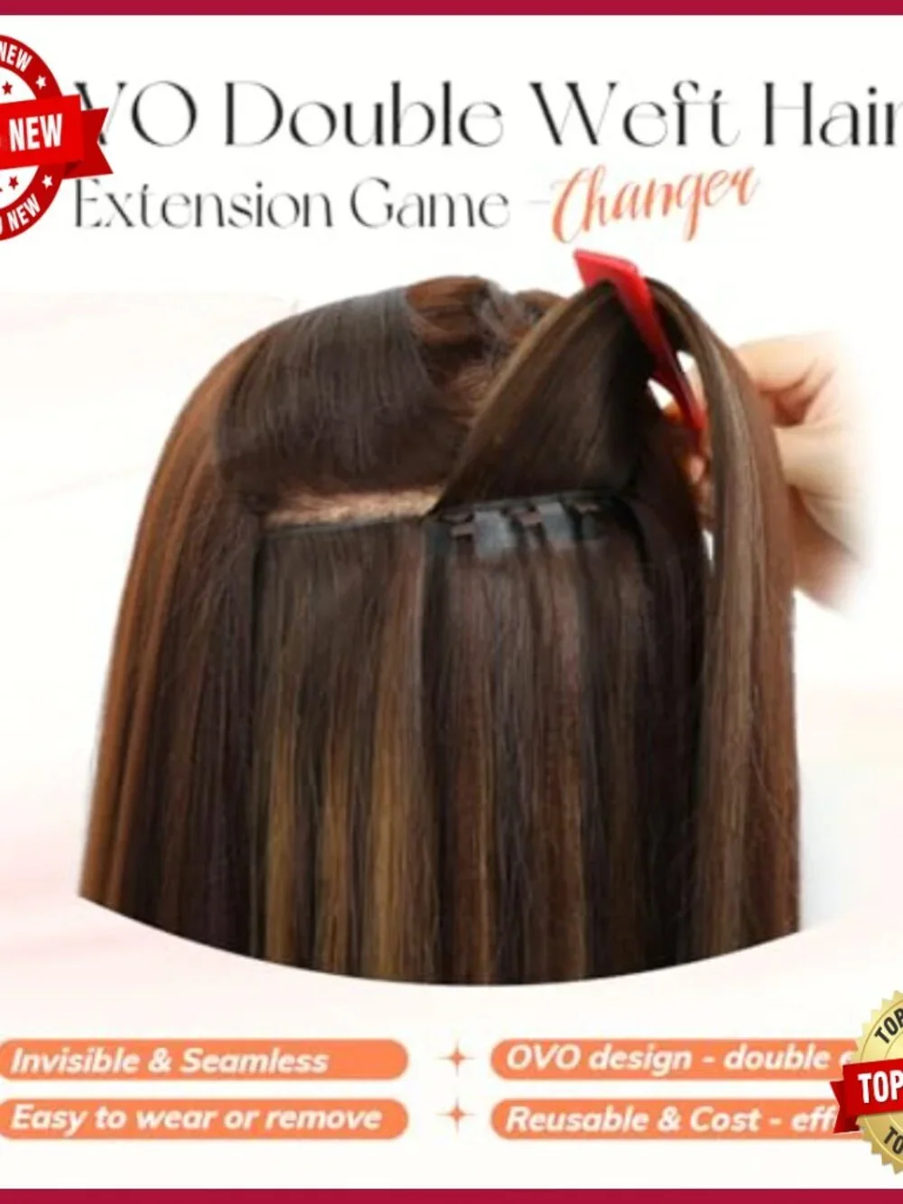 Human Hair Extensions Dual-Sided Seamless Weft Natural Blending Reusable